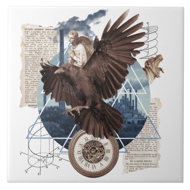 Flying Eagle with several other elements collage Tile (Front)