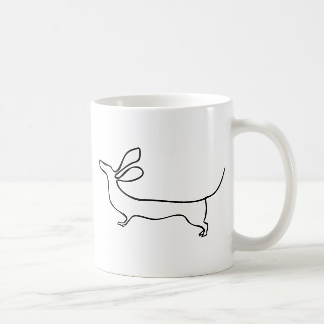 Flying ears Dachshund one line illustration Coffee Mug (Right)