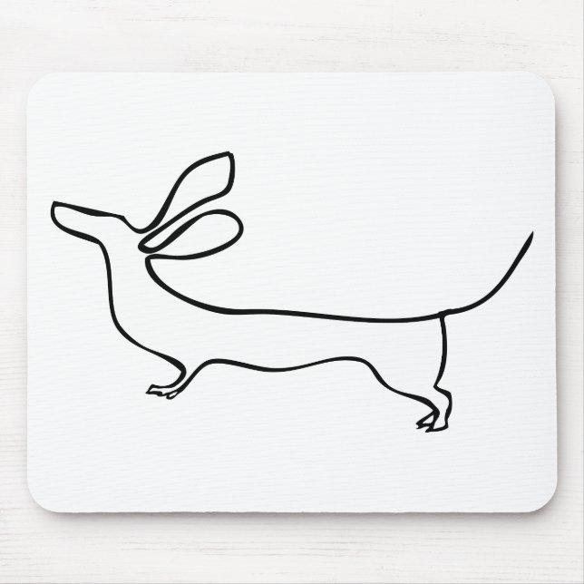 Flying ears Dachshund one line illustration Mouse Mat (Front)