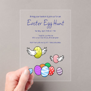 Flying Easter Eggs Acrylic Invitations