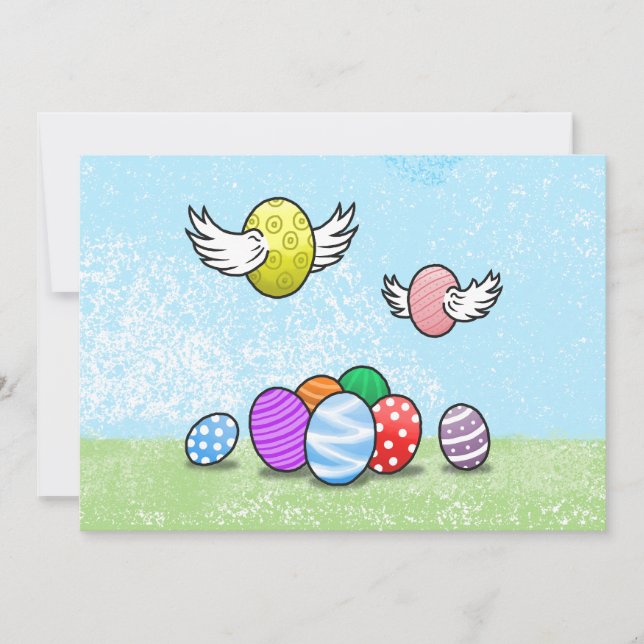 Flying Easter Eggs Invitation (Front)