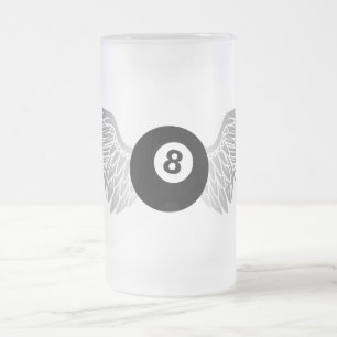 flying eightball frosted glass beer mug