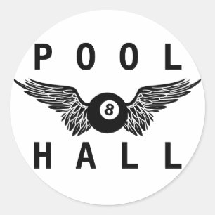 flying eightball pool hall classic round sticker
