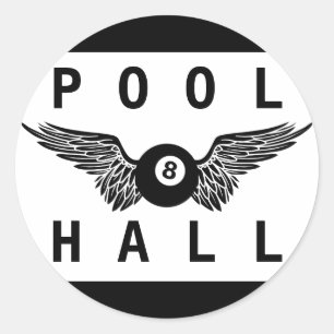 flying eightball pool hall classic round sticker