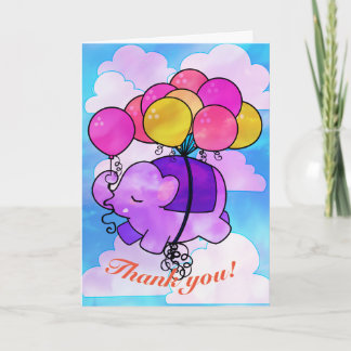 Flying Elephant and Balloons Customisable Card