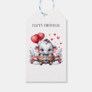 Flying Elephant Birthday Gift Tags