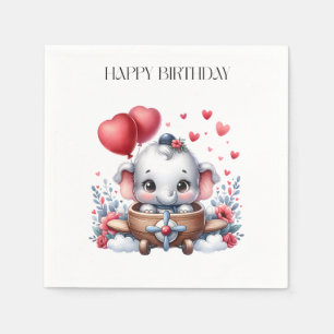 Flying Elephant Birthday Napkin