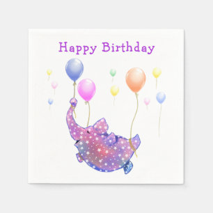 Flying Elephant Funny Birthday Napkins