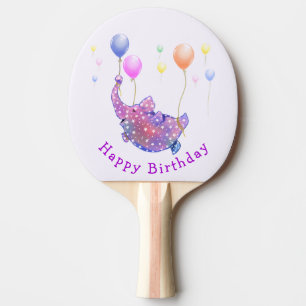 Flying Elephant Funny Birthday Ping Pong Paddle