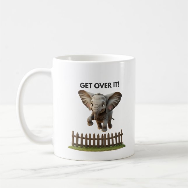 Flying Elephant Mug – Get Over It (Left)