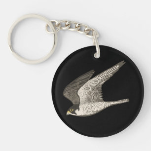 Flying Falcon Coloured Pencil art on black Key Ring