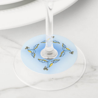 Flying Fantasy Bluebird Fancy Wings Yellow Tail Wine Glass Tag