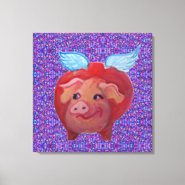 Flying fat pig canvas print (Front)