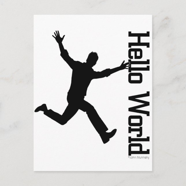 Flying Figure Black/White Grphic Art Postcard (Front)