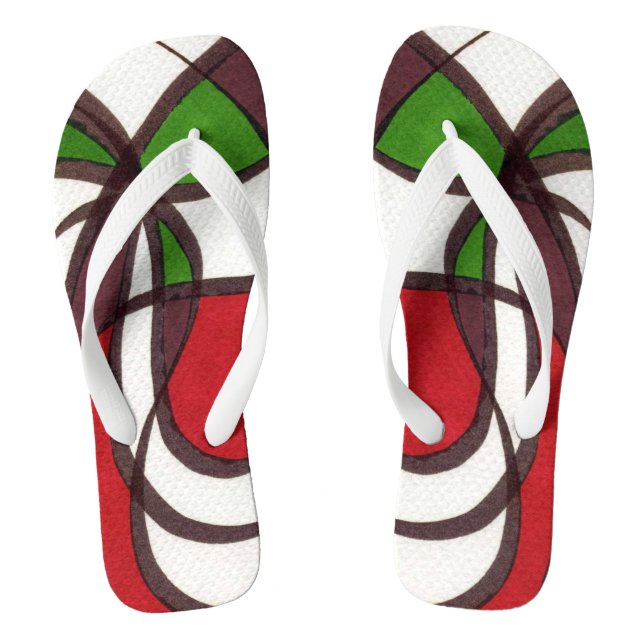 "Flying Fish" abstract flip flops. Flops (Footbed)