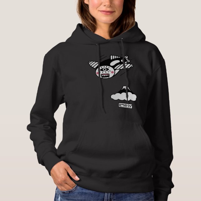 Flying Fish And Mt Fuji Grey Version Hoodie (Front)