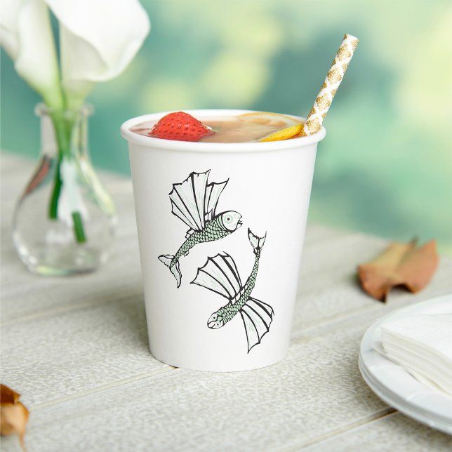 Flying Fish Hand Drawn Ocean Creature Paper Cups (Creator Uploaded)