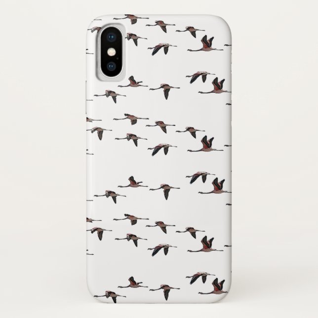 Flying Flamingos iPhone X Case (choose colour) (Back)
