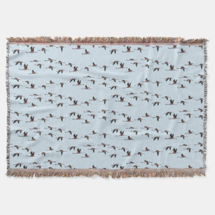 Flying Flamingos Throw Blanket (Light Blue)