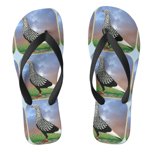 Flying Flight Pigeon and Clouds Flip Flops (Footbed)