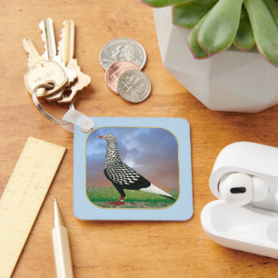 Flying Flight Pigeon and Clouds Key Ring