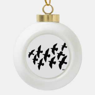 Flying Flight Pigeons Ceramic Ball Christmas Ornament