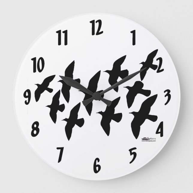 Flying Flight Pigeons Large Clock (Front)