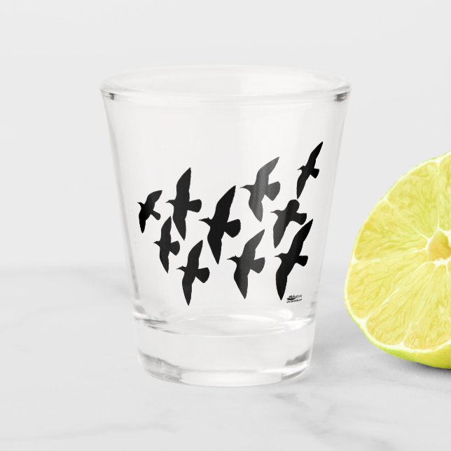 Flying Flight Pigeons Shot Glass (Front)