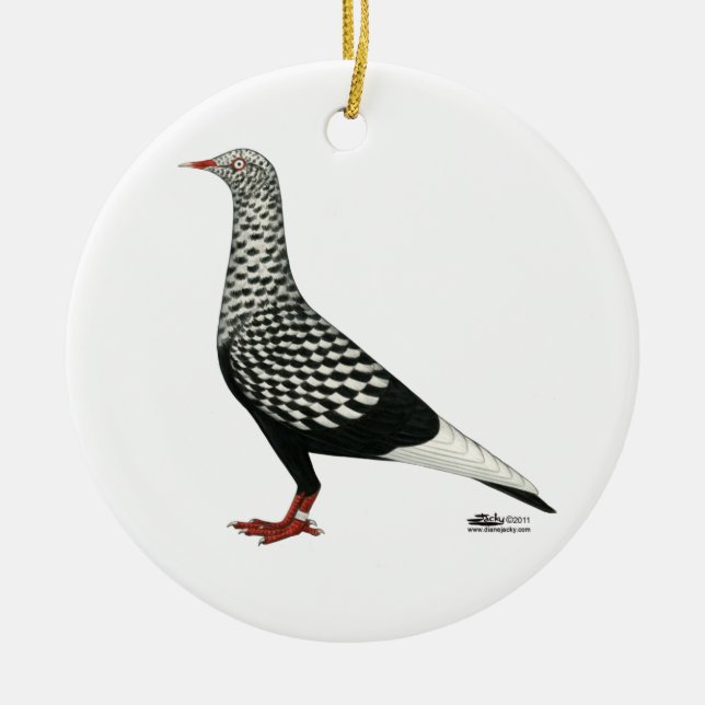 Flying Flight Teager Pigeon Ceramic Tree Decoration (Front)