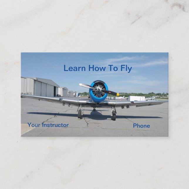  flying flight training school flight instruction business card (Front)
