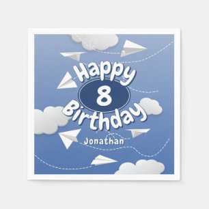flying folded paper airplanes childrens birthday napkin