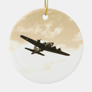 Flying Fortress In Flight Ceramic Tree Decoration