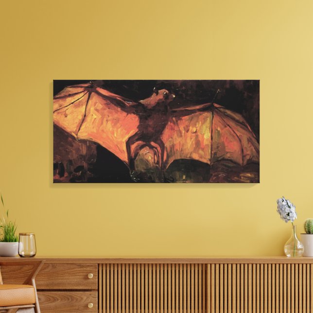 Flying Fox Bat by Vincent van Gogh Canvas Print (Insitu(LivingRoom))