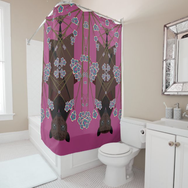 Flying Fox Boysenberry  Shower Curtain (In Situ)