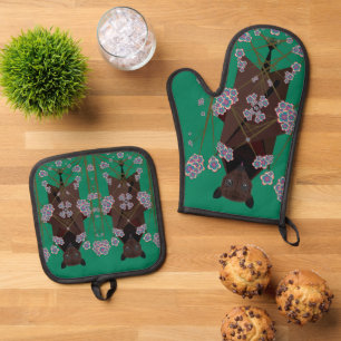 Flying Fox Jade Oven Mitt & Pot Holder Set