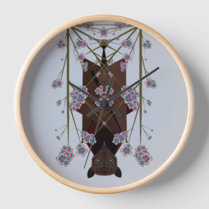 Flying Fox Sky Blue Wood Framed Clock