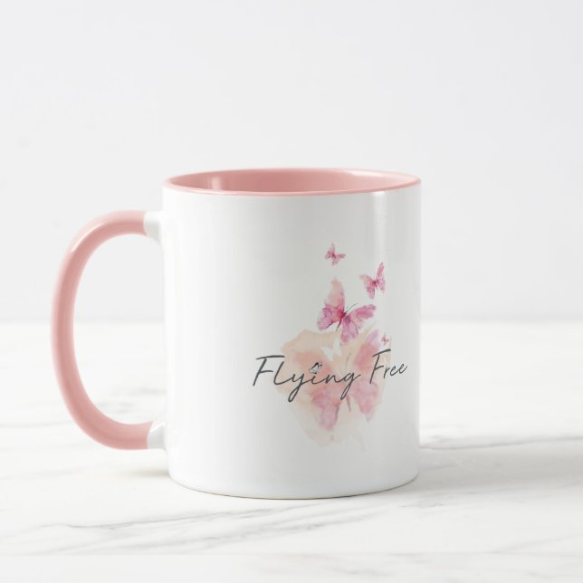 Flying Free 11 oz. Pink Coffee Mug (Left)