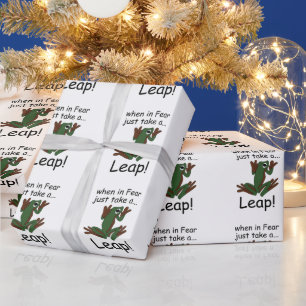 Flying Frog Taking A Leap When In Fear Funny Wrapping Paper