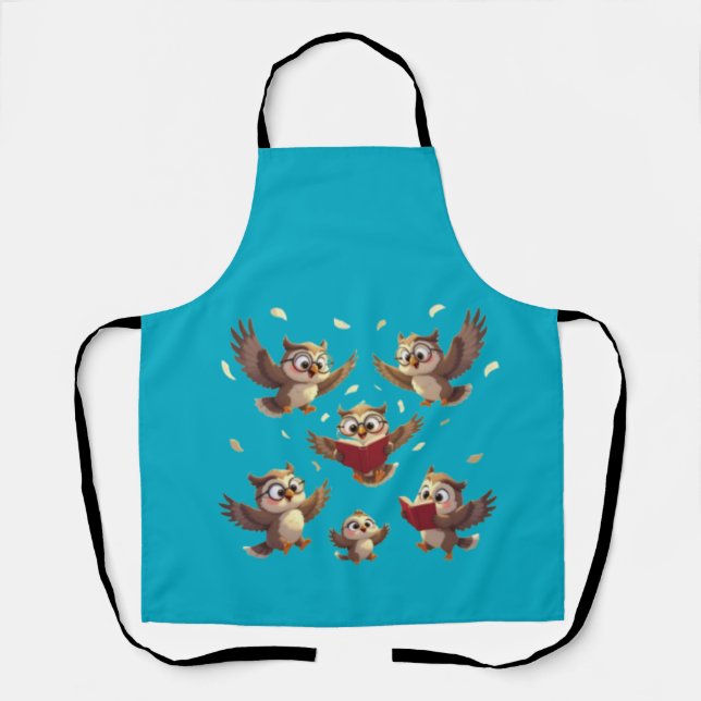 "Flying Funny Owls – Disney Cartoon Style" Apron (Front)