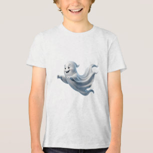 Flying Ghost Cute Spooky Halloween Design Tri-Blend Shirt