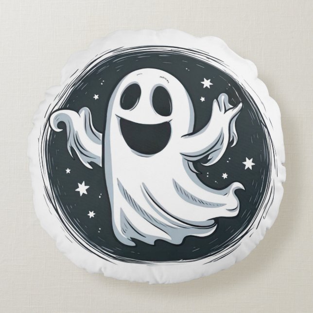 Flying Ghost Round Cushion (Front)