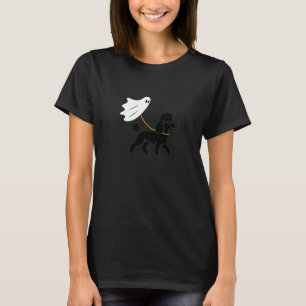 Flying Ghost Walking Black Poodle - Dog Mum Dad Pe T-Shirt