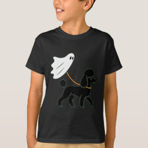 Flying Ghost Walking Black Poodle - Dog Mum Dad T-Shirt