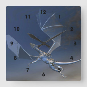 Flying Glass Dragon Fantasy Art Clock