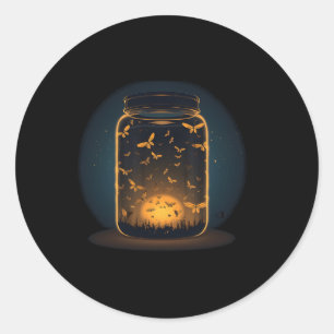 Flying Glowing Insects In Jar For Summery Fireflie Classic Round Sticker