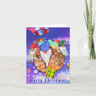 Flying Gnomes with Gifts Christmas Card