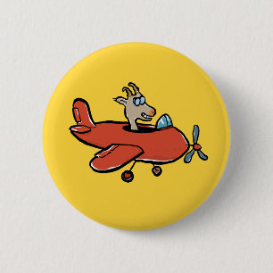 flying goat 6 cm round badge