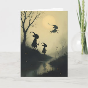 Flying Goblin Halloween Holiday Card
