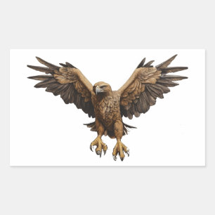 Flying golden eagle rectangular sticker