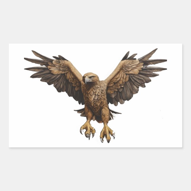 Flying golden eagle rectangular sticker (Front)